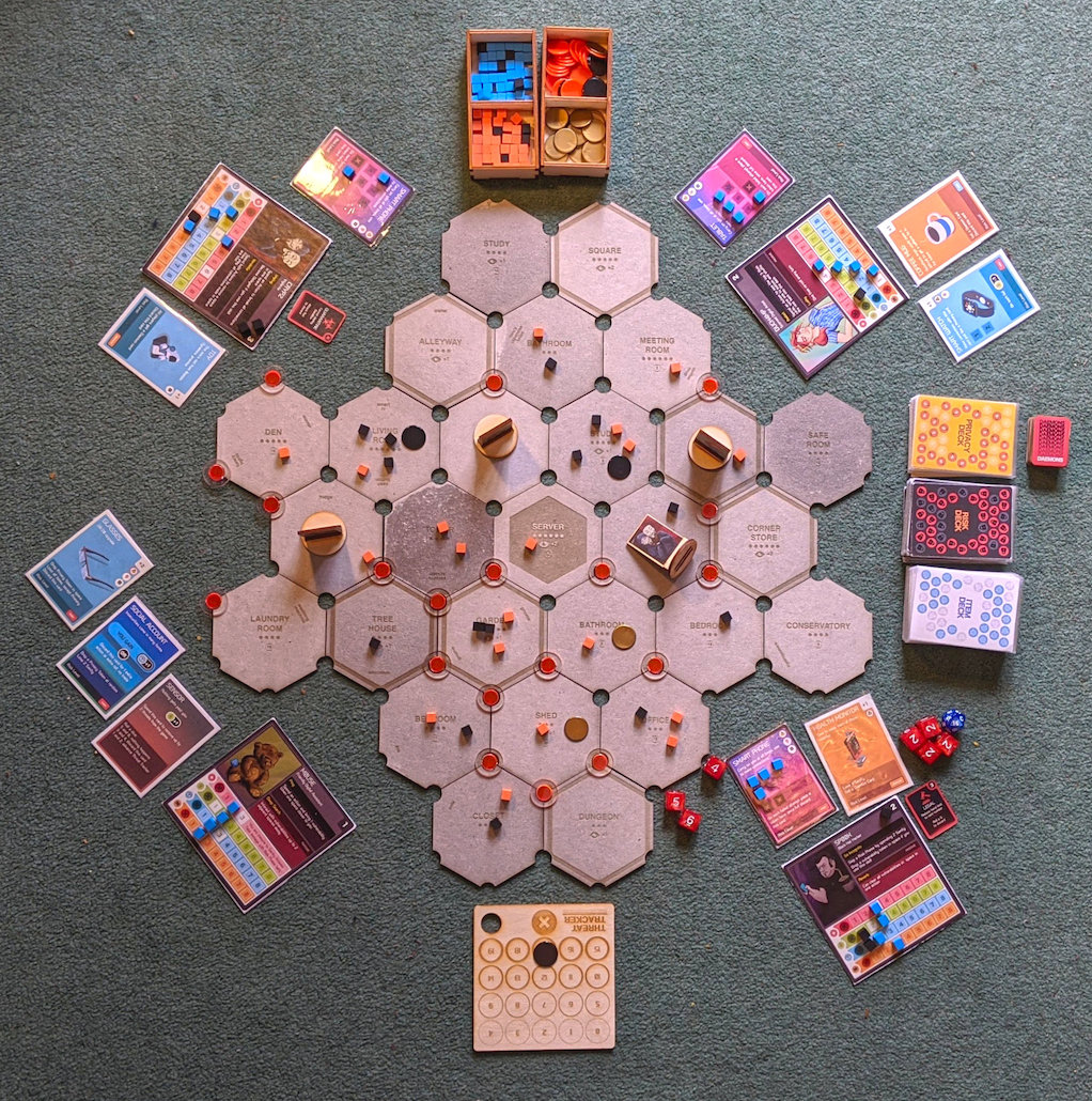 Iteration 14 of the Internet of Things Board Game laid out in its entirety for 4 players.